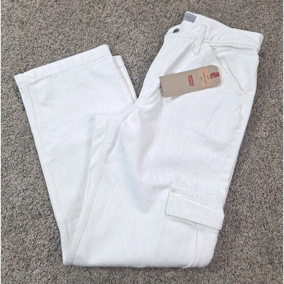 LEVI'S SILVERTAB '94 BAGGY CARGO JEANS White UTILITY HIGH WAISTED Sz 30 X 32 NWT - Picture 1 of 9